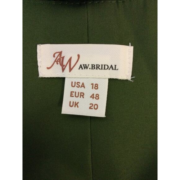AW BRIDAL 18 2X plus green olive Roseanne wrap satin formal party maxi dress b32 - Picture 8 of 9